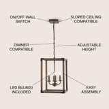 Magnolia Adjustable Iron Rustic Farmhouse LED Pendant - JONATHAN Y
