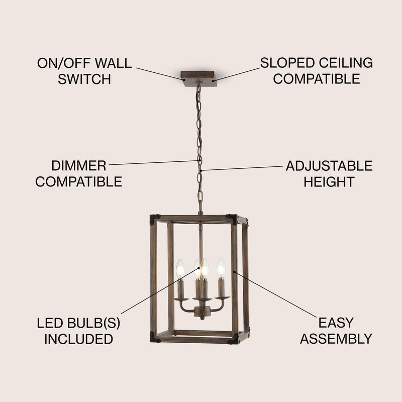 Magnolia Adjustable Iron Rustic Farmhouse LED Pendant - JONATHAN Y