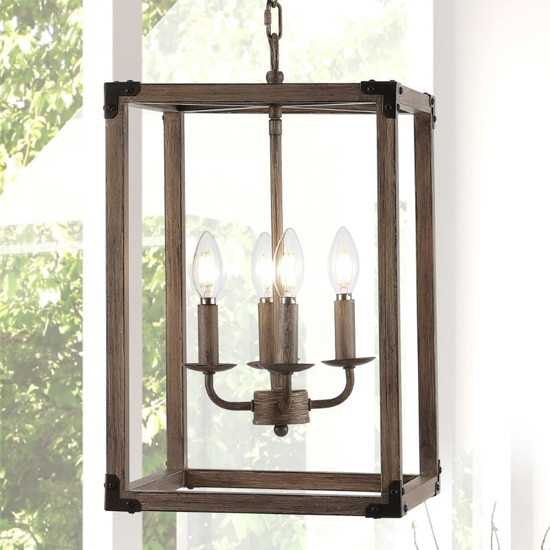 Magnolia Adjustable Iron Rustic Farmhouse LED Pendant - JONATHAN Y