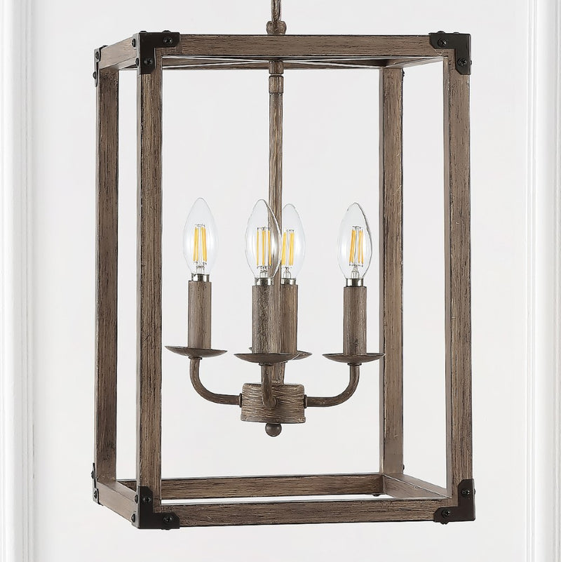 Magnolia Adjustable Iron Rustic Farmhouse LED Pendant - JONATHAN Y