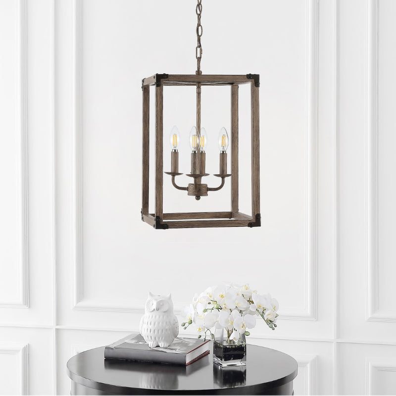 Magnolia Adjustable Iron Rustic Farmhouse LED Pendant - JONATHAN Y