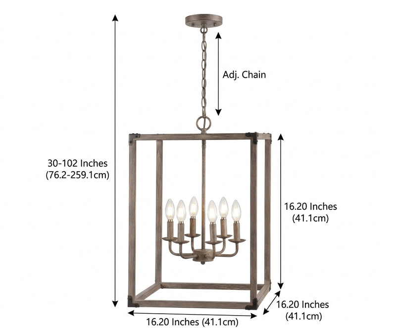 Magnolia Adjustable Iron Rustic Farmhouse LED Pendant Brown / 6 Sockets – DIM