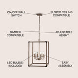 Magnolia Adjustable Iron Rustic Farmhouse LED Pendant - JONATHAN Y