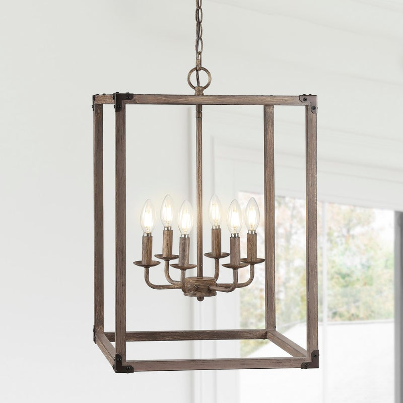 Magnolia Adjustable Iron Rustic Farmhouse LED Pendant - JONATHAN Y