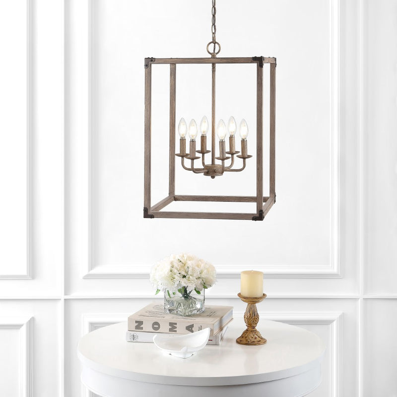 Magnolia Adjustable Iron Rustic Farmhouse LED Pendant - JONATHAN Y