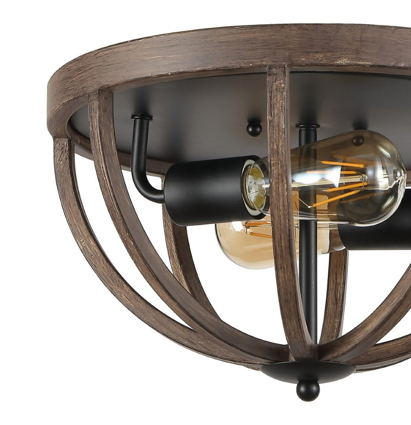 Darlene 13" Iron Rustic Farmhouse LED Flush Mount - JONATHAN Y