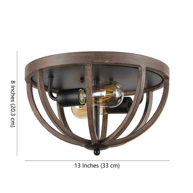 Darlene 13" Iron Rustic Farmhouse LED Flush Mount - JONATHAN Y