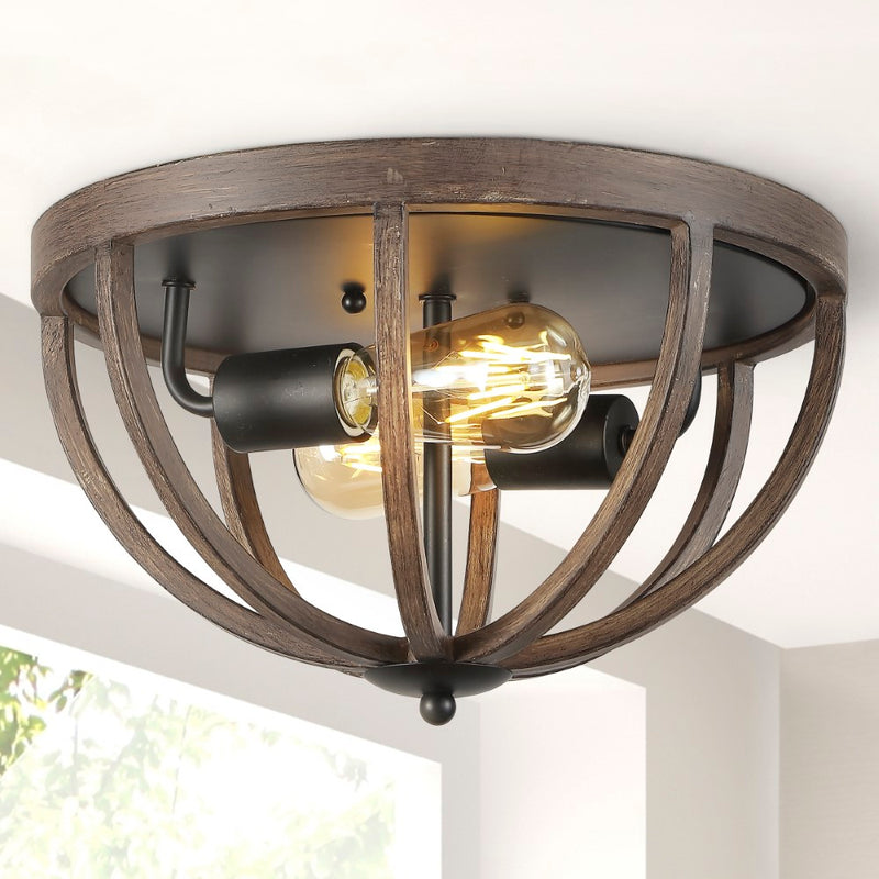 Darlene 13" Iron Rustic Farmhouse LED Flush Mount - JONATHAN Y