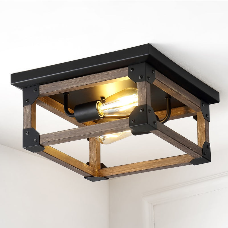 Cheshire 13" Iron Rustic Farmhouse LED Flush Mount - JONATHAN Y