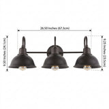 Frisco Farmhouse Industrial Iron LED Vanity Oil Rubbed Bronze / 3 Light – DIM