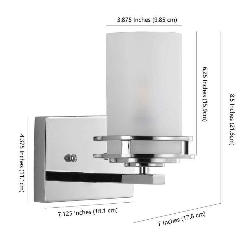 Fairfax Metal/Frosted Glass Contemporary Glam LED Vanity Light - JONATHAN Y