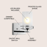 Fairfax Metal/Frosted Glass Contemporary Glam LED Vanity Light