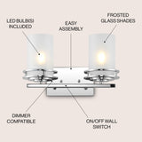Fairfax Metal/Frosted Glass Contemporary Glam LED Vanity Light