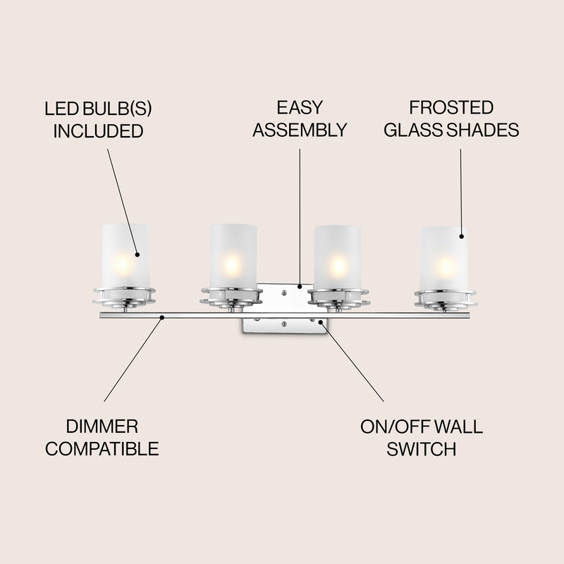 Fairfax Metal/Frosted Glass Contemporary Glam LED Vanity Light