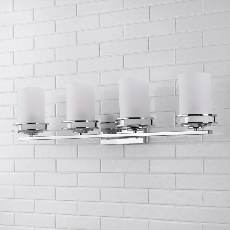 Fairfax Metal/Frosted Glass Contemporary Glam LED Vanity Light - JONATHAN Y