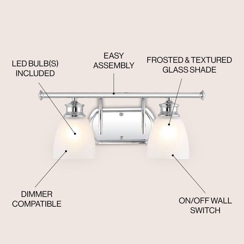 Beverly Metal/Glass Contemporary Modern LED Vanity Light