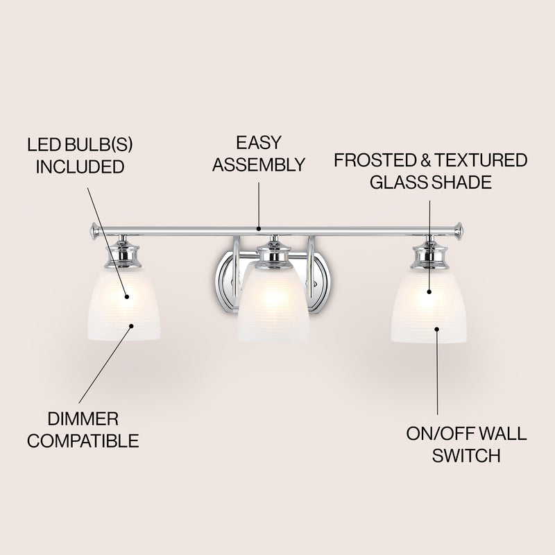 Beverly Metal/Glass Contemporary Modern LED Vanity Light