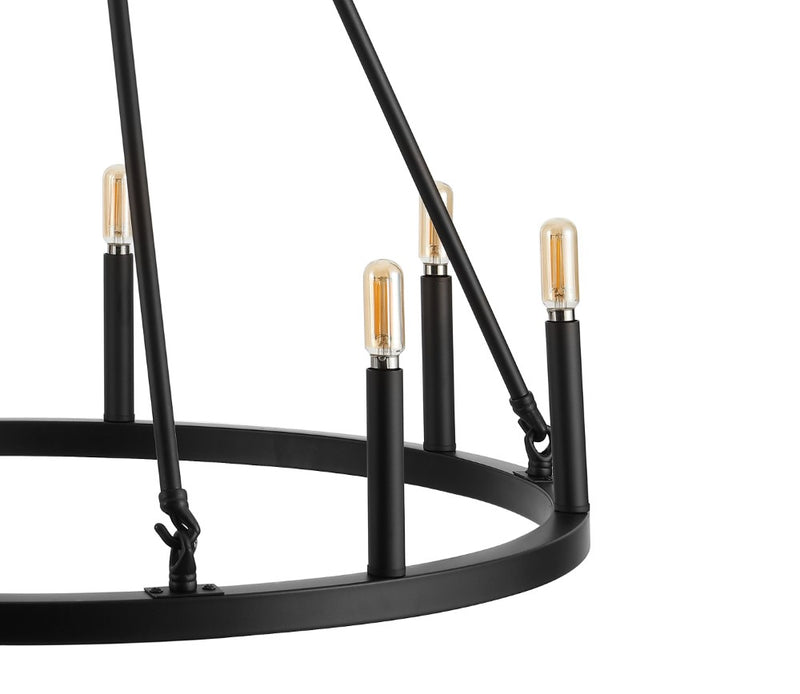Oberto Ring Iron Rustic Farmhouse LED Chandelier - JONATHAN Y