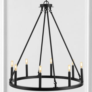 Oberto Ring Iron Rustic Farmhouse LED Chandelier - JONATHAN Y