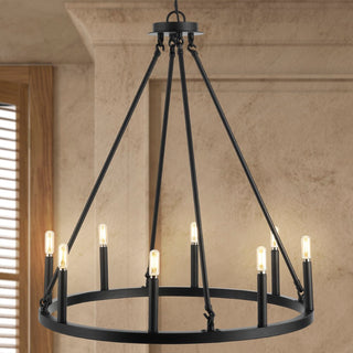 Oberto Ring Iron Rustic Farmhouse LED Chandelier - JONATHAN Y