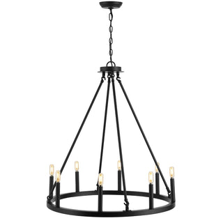 Oberto Ring Iron Rustic Farmhouse LED Chandelier - JONATHAN Y