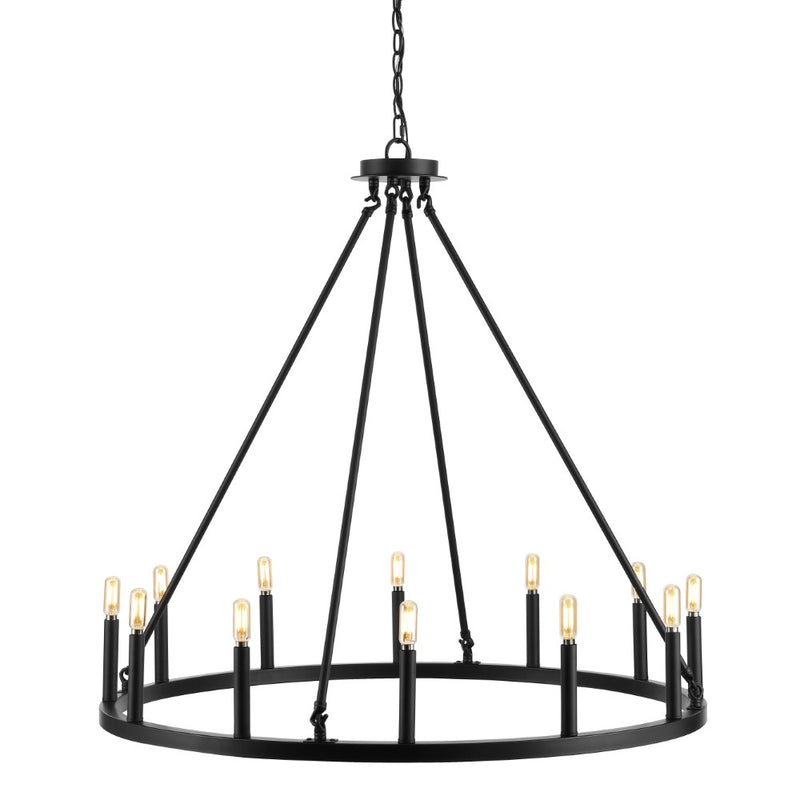 Oberto Ring Iron Rustic Farmhouse LED Chandelier - JONATHAN Y