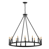 Oberto Ring Iron Rustic Farmhouse LED Chandelier - JONATHAN Y