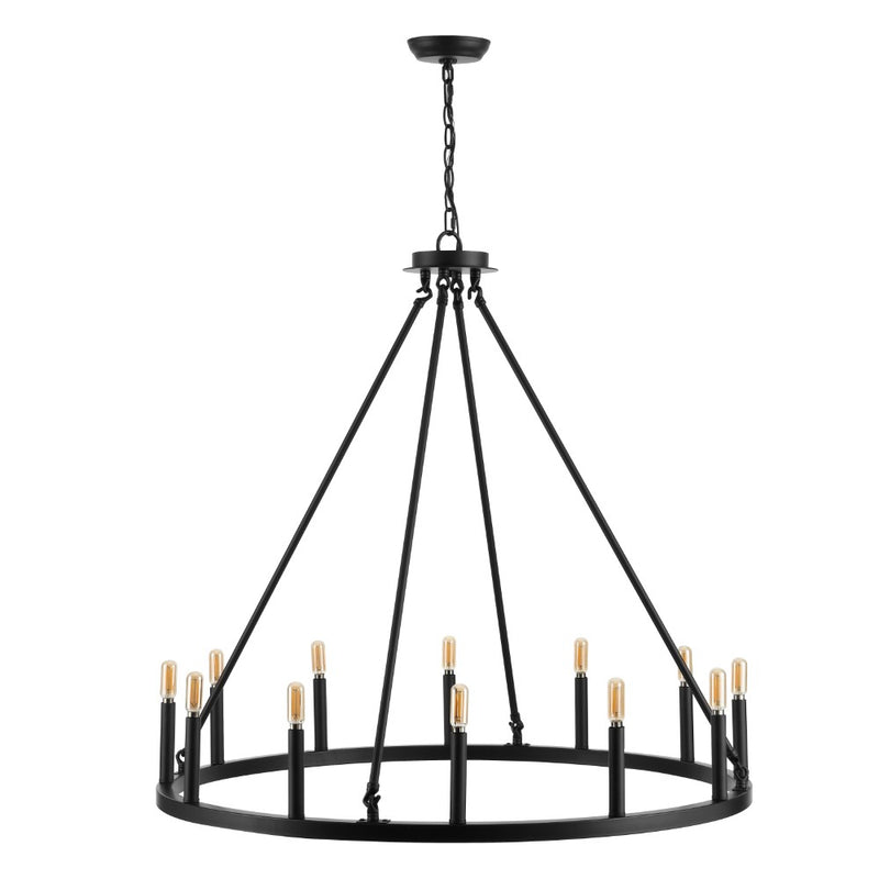 Oberto Ring Iron Rustic Farmhouse LED Chandelier - JONATHAN Y