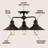 Calvin 18.5" Iron Industrial LED Semi-Flush Mount - JONATHAN Y