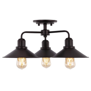 Calvin 18.5" Iron Industrial LED Semi-Flush Mount - JONATHAN Y