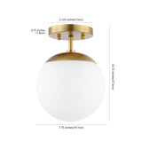 Marcel Bistro 7.75" Bohemian Farmhouse Iron/Frosted Glass LED Semi Flush Mount - JONATHAN Y