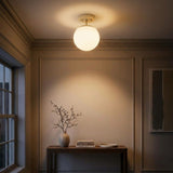 Marcel Bistro 7.75" Bohemian Farmhouse Iron/Frosted Glass LED Semi Flush Mount Beige/White – AI-ON