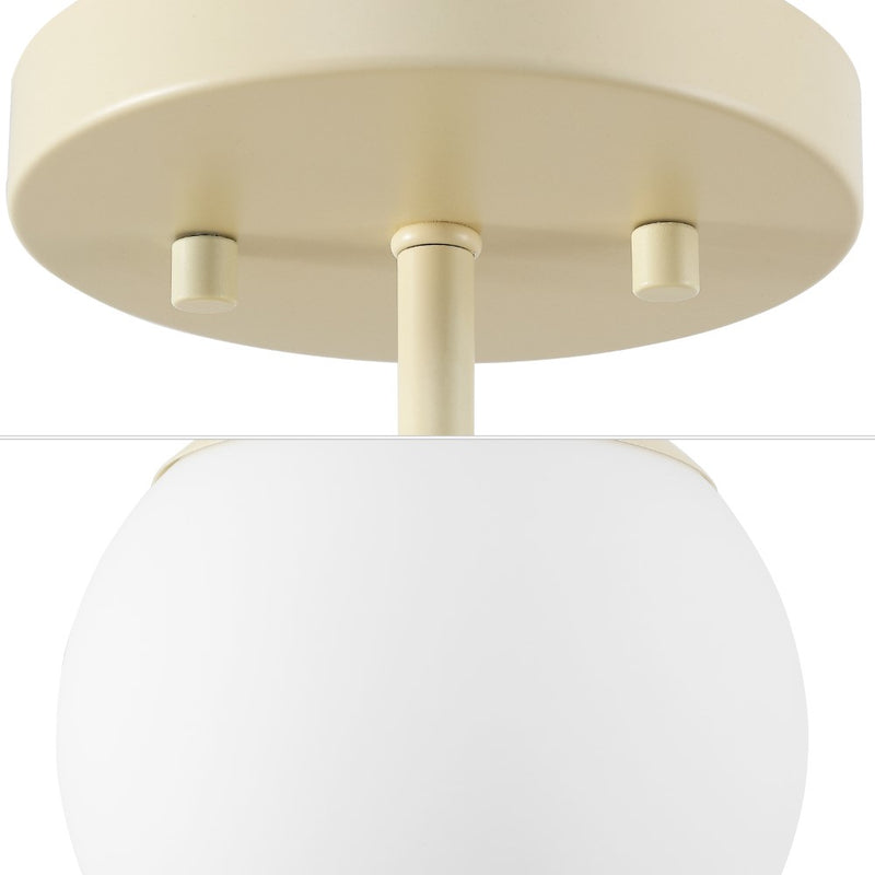 Marcel Bistro 7.75" Bohemian Farmhouse Iron/Frosted Glass LED Semi Flush Mount - JONATHAN Y