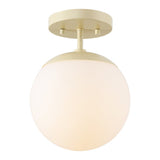Marcel Bistro 7.75" Bohemian Farmhouse Iron/Frosted Glass LED Semi Flush Mount - JONATHAN Y