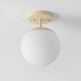 Marcel Bistro 7.75" Bohemian Farmhouse Iron/Frosted Glass LED Semi Flush Mount - JONATHAN Y