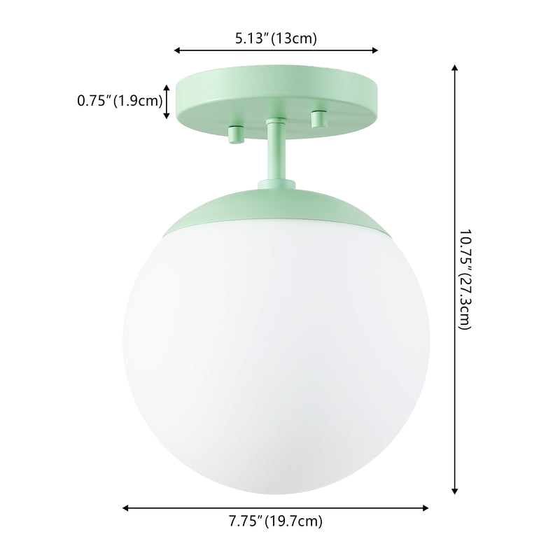 Marcel Bistro 7.75" Bohemian Farmhouse Iron/Frosted Glass LED Semi Flush Mount