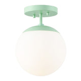 Marcel Bistro 7.75" Bohemian Farmhouse Iron/Frosted Glass LED Semi Flush Mount