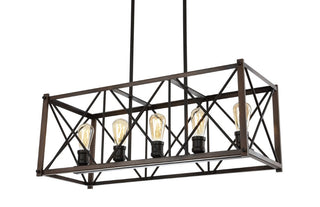 Ferme 16" Adjustable Iron Rustic Farmhouse LED Pendant - JONATHAN Y