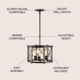 Ferme 16" Adjustable Iron Rustic Farmhouse LED Pendant - JONATHAN Y