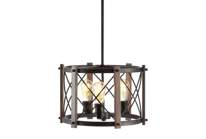 Ferme 16" Adjustable Iron Rustic Farmhouse LED Pendant - JONATHAN Y