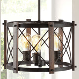 Ferme 16" Adjustable Iron Rustic Farmhouse LED Pendant - JONATHAN Y