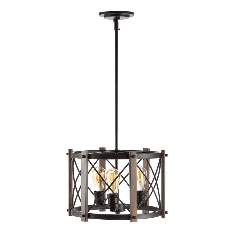 Ferme 16" Adjustable Iron Rustic Farmhouse LED Pendant - JONATHAN Y