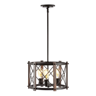 Ferme 16" Adjustable Iron Rustic Farmhouse LED Pendant - JONATHAN Y