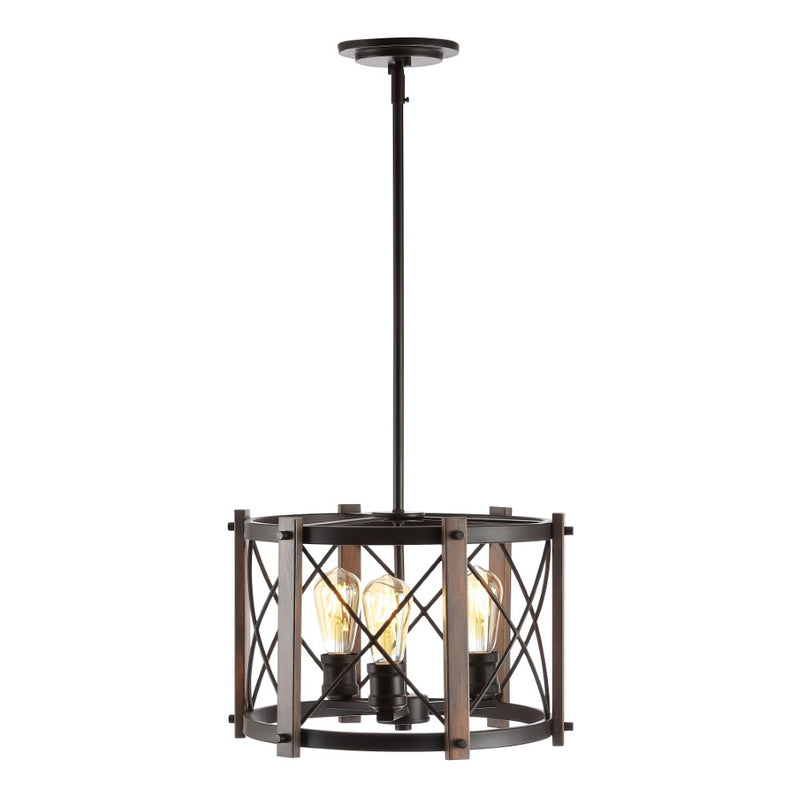 Ferme 16" Adjustable Iron Rustic Farmhouse LED Pendant - JONATHAN Y