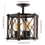 Ferme 14" Iron Rustic Farmhouse LED Flush Mount - JONATHAN Y
