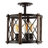Ferme 14" Iron Rustic Farmhouse LED Flush Mount - JONATHAN Y
