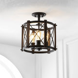 Ferme 14" Iron Rustic Farmhouse LED Flush Mount - JONATHAN Y