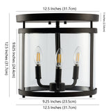 Ciel Simple Farmhouse 12.5" Metal/Glass Rustic Vintage LED Flush Mount - JONATHAN Y