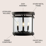 Ciel Simple Farmhouse 12.5" Metal/Glass Rustic Vintage LED Flush Mount - JONATHAN Y