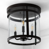 Ciel Simple Farmhouse 12.5" Metal/Glass Rustic Vintage LED Flush Mount - JONATHAN Y